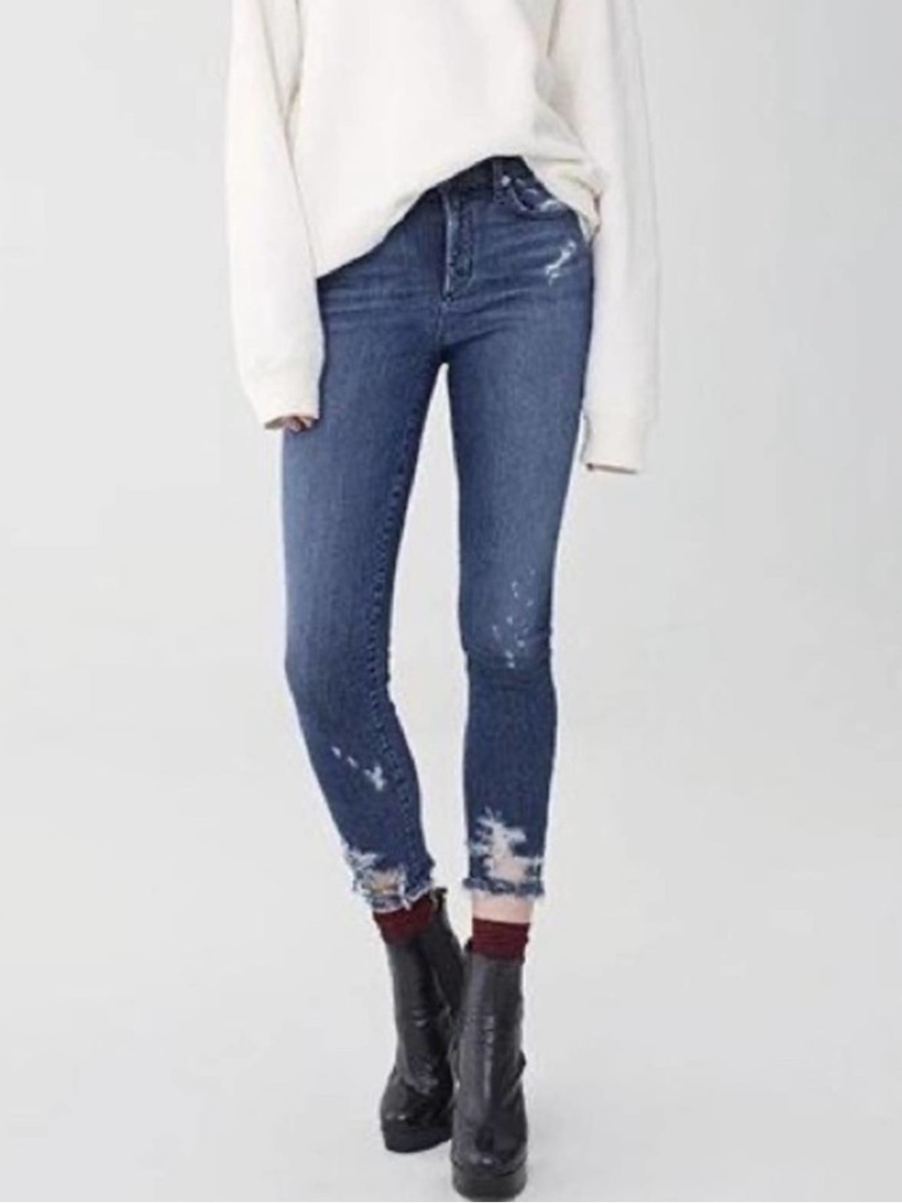 AGOLDE Sophie Crop Distressed Jeans - 28